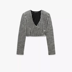 Zara Black and White Houndstooth Women's Jacket